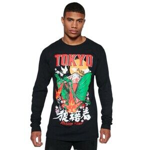 Reason Brand Tokyo Dragon Long Sleeve Tee Shirt Black Sz M